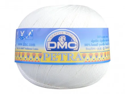 DMC Petra nr. 8 Heklegarn Unicolor 54460 Råhvit