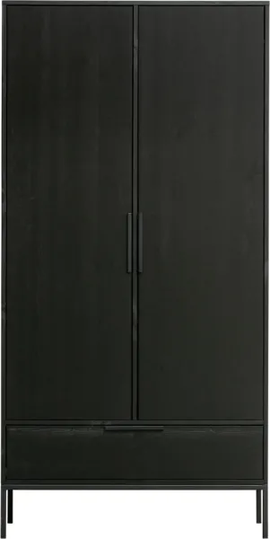 Adam, Highboard, to-delt, svart, H200x53x100 cm, furu