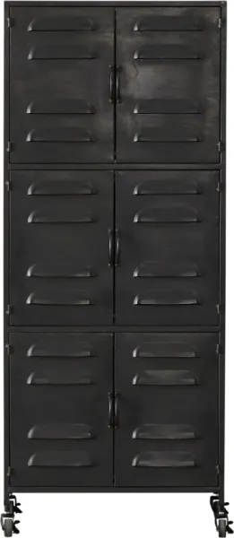 Boaz, Highboard med hjul, svart, H145,5x40,5x60 cm
